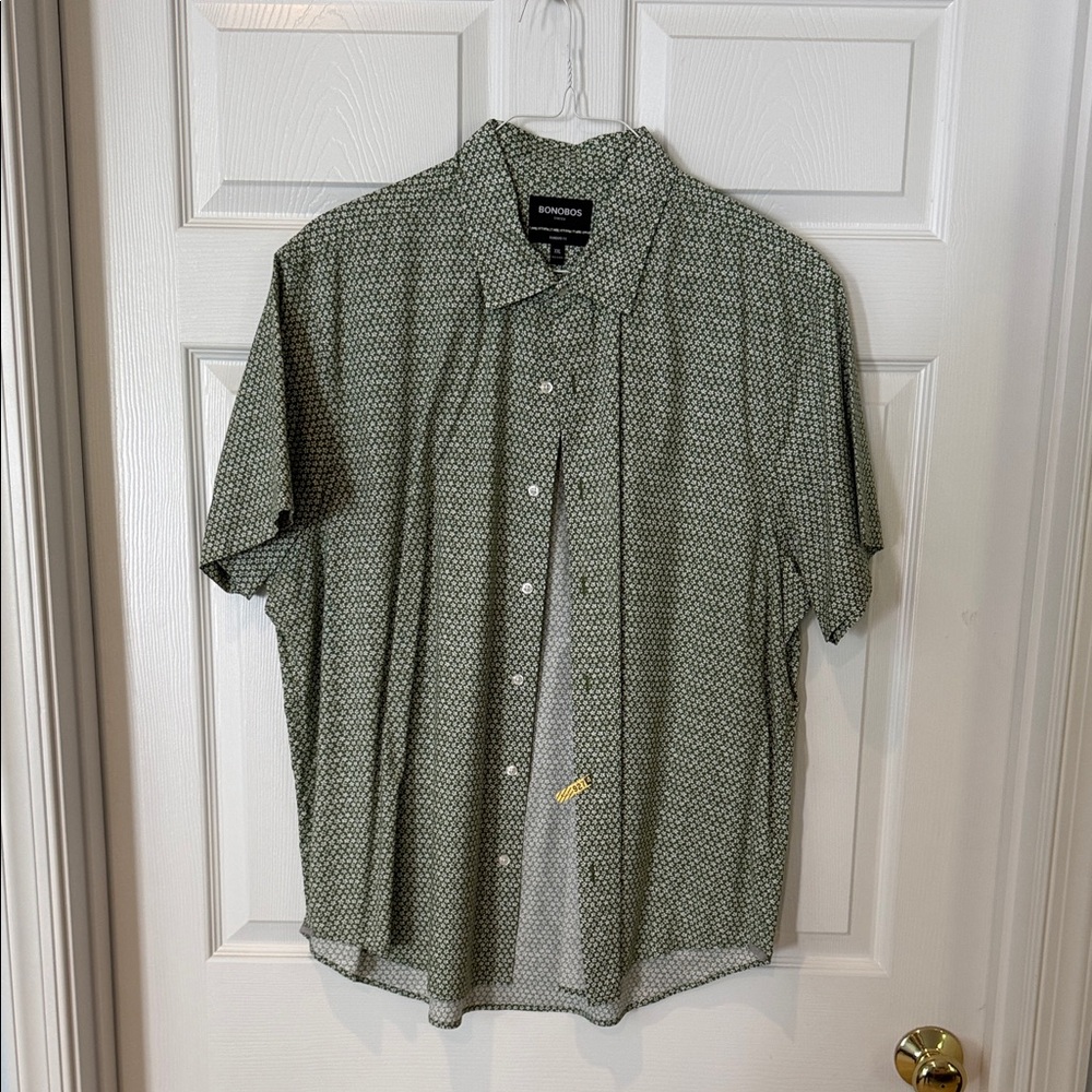 Bonobos Olive Patterned Casual Shirt